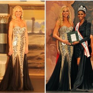 Elegant Jovani Black, Silver, & Nude Evening Gown, size 4/6